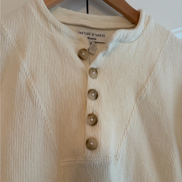Madewell Texture & Thread Seamed Henley Long Sleeve Shirt Boho Cotton Size XXS - Picture 2 of 7